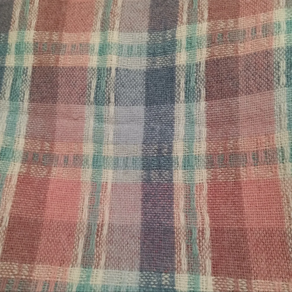 Faribo Vintage Acrylic/Wool Blend Pastel Plaid Fringed Throw USA Made